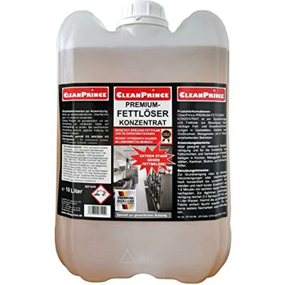 CleanPrince Bidon de 10 litres de dégraissant concentré de qualité supérieure pour enlever les graisses, les graisses, les huiles, les boucheries, les restaurants, les cuisines, les sols CleanPrince Bidon de 10 litres de dégraissant concentré de qualité supérieure pour enlever les graisses, les graisses, les huiles, les boucheries, les restaurants, les cuisines, les sols