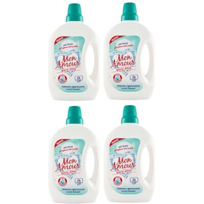 Felce Azzurra Mon Amour Igiene Attiva Detersivo Igienizzante, Lot de 4 lessives hygiéniques liquides pour vêtements colorés 26 lavages 1,560 l Felce Azzurra Mon Amour Igiene Attiva Detersivo Igienizzante, Lot de 4 lessives hygiéniques liquides pour vêtements colorés 26 lavages 1,560 l