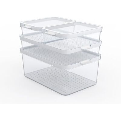 Rotho Cauma Lot de 4 Bacs de Rangement en Plastique PP Blanc/Transparent Boîtes de rangement plastique, 4 boîtes plastique transparentes avec couvercles, trois tailles, empilables, lave-vaisselle Rotho Cauma Lot de 4 Bacs de Rangement en Plastique PP Blanc/Transparent Boîtes de rangement plastique, 4 boîtes plastique transparentes avec couvercles, trois tailles, empilables, lave-vaisselle