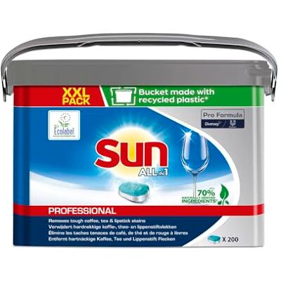 Sun Professional Tablettes tout-en-un pour lave-vaisselle Tablettes puissantes de qualité supérieure pour un nettoyage sans effort Tablettes pour lave-vaisselle pour une brillance éclatante 200 Sun Professional Tablettes tout-en-un pour lave-vaisselle Tablettes puissantes de qualité supérieure pour un nettoyage sans effort Tablettes pour lave-vaisselle pour une brillance éclatante 200