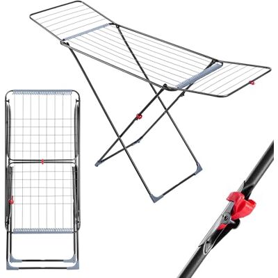 KADAX Séchoir à linge avec surface de séchage de 18 m, anthracite, avec roulettes et crochet de suspension pour chaussettes, idéal pour appartement, balcon et jardin, pliable, avec pieds antidérapants KADAX Séchoir à linge avec surface de séchage de 18 m, anthracite, avec roulettes et crochet de suspension pour chaussettes, idéal pour appartement, balcon et jardin, pliable, avec pieds antidérapants