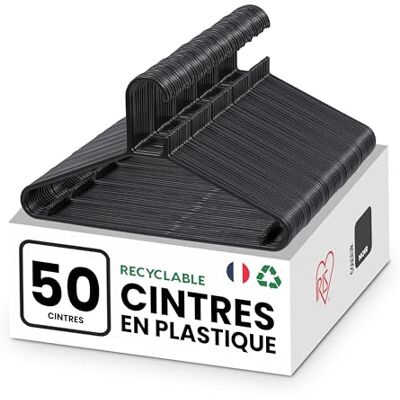 Iris Ohyama , Cintres plastique, Lot de 50 cintres, Cintre gain de place pour vêtements, Noir, Sans BPA, Placards, Chemises, Manteaux, Cravates, Robes, Pantalons, Epais, Résistants, CHM-39 Iris Ohyama , Cintres plastique, Lot de 50 cintres, Cintre gain de place pour vêtements, Noir, Sans BPA, Placards, Chemises, Manteaux, Cravates, Robes, Pantalons, Epais, Résistants, CHM-39