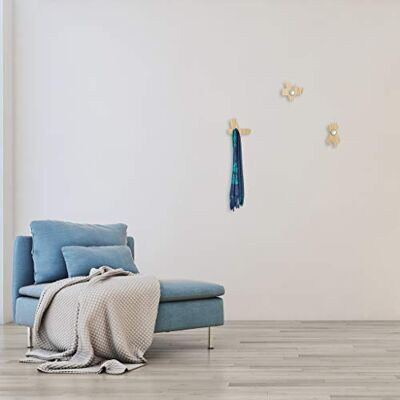 ART Porte-Manteau Mural Moderne pour entrée W-KIT-390, Bois, Naturel, 14 x 13/9 x 16/14 x 12 ART Porte-Manteau Mural Moderne pour entrée W-KIT-390, Bois, Naturel, 14 x 13/9 x 16/14 x 12