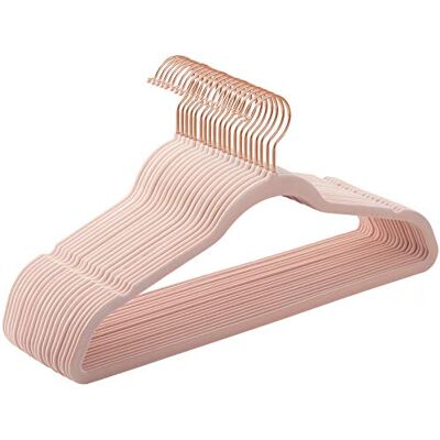 SONGMICS Cintres en velours, lot de 20, surface antidérapante, 41,5 cm de long, cintre pour costume, fin, bonne capacité de charge, crochets en or rose pouvant pivoter à 360degrés, pour vestes, SONGMICS Cintres en velours, lot de 20, surface antidérapante, 41,5 cm de long, cintre pour costume, fin, bonne capacité de charge, crochets en or rose pouvant pivoter à 360degrés, pour vestes,