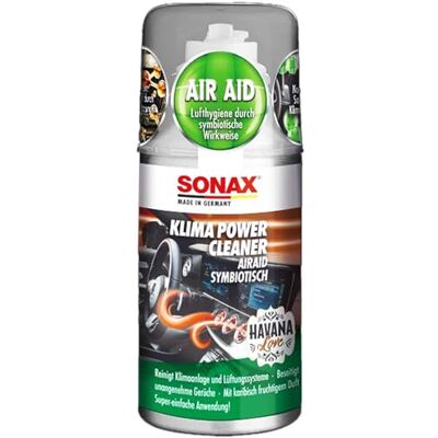 SONAX KlimaPowerCleaner AirAid Havana Love Le nettoyant climatique symbiotique Havana Love (100 ml) assure rapidement et facilement une hygiène de l'air longue durée et libère durablement des odeurs SONAX KlimaPowerCleaner AirAid Havana Love Le nettoyant climatique symbiotique Havana Love (100 ml) assure rapidement et facilement une hygiène de l'air longue durée et libère durablement des odeurs