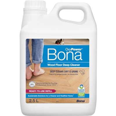 Bona OxyPower Liquide de nettoyage en profondeur pour sols en bois, flacon de recharge de 2,5 l Bona OxyPower Liquide de nettoyage en profondeur pour sols en bois, flacon de recharge de 2,5 l