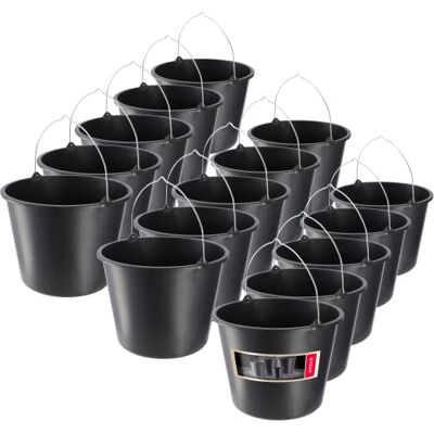KADAX Lot de 15 seaux de construction 12 l En plastique Pour jardin, chantier de construction, noir Seau à ciment stable Seau à mortier Seau de nettoyage Seau de maçonnerie (15) KADAX Lot de 15 seaux de construction 12 l En plastique Pour jardin, chantier de construction, noir Seau à ciment stable Seau à mortier Seau de nettoyage Seau de maçonnerie (15)