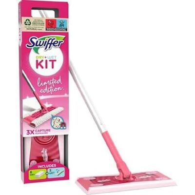 Swiffer Kit de Nettoyage pour poussière sèche, 1 Balai Rose + 8 Chiffons secs + 3 Chiffons humides, Capture et piège de la poussière et des Poils, élimine la saleté et Les bactéries, pour Tous Types Swiffer Kit de Nettoyage pour poussière sèche, 1 Balai Rose + 8 Chiffons secs + 3 Chiffons humides, Capture et piège de la poussière et des Poils, élimine la saleté et Les bactéries, pour Tous Types