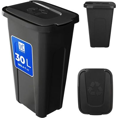 KADAX Poubelle pour tri des déchets 30 l Poubelle robuste avec couvercle à charnière hermétique Poubelle pour système de tri des déchets Poubelle en plastique (couvercle noir) KADAX Poubelle pour tri des déchets 30 l Poubelle robuste avec couvercle à charnière hermétique Poubelle pour système de tri des déchets Poubelle en plastique (couvercle noir)