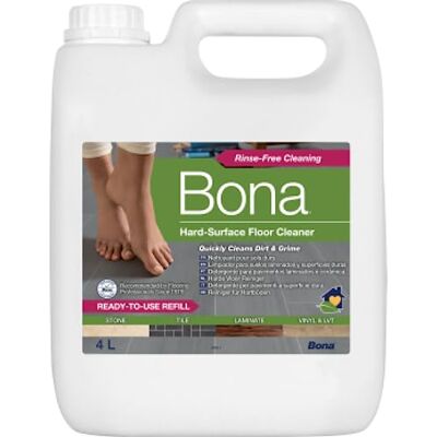 Bona Nettoyant Pour Sols Durs 4L Compatible Avec Tous les Robots Laveurs et Serpillères Vaporisateur Produit Nettoyant Sol Bona Nettoyant Pour Sols Durs 4L Compatible Avec Tous les Robots Laveurs et Serpillères Vaporisateur Produit Nettoyant Sol