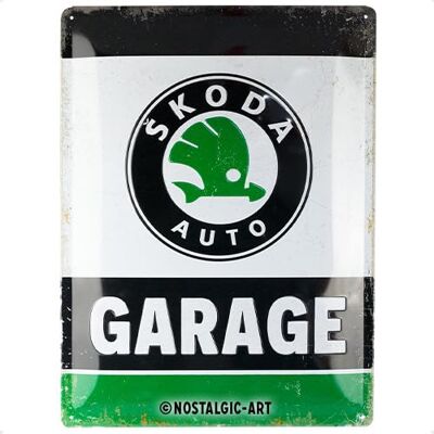 ART Plaque rétro, 30 x 40 cm, Skoda – Garage Green – Idée cadeau pour fans de Skoda, Official License Product (OLP), en métal, design vintage ART Plaque rétro, 30 x 40 cm, Skoda – Garage Green – Idée cadeau pour fans de Skoda, Official License Product (OLP), en métal, design vintage