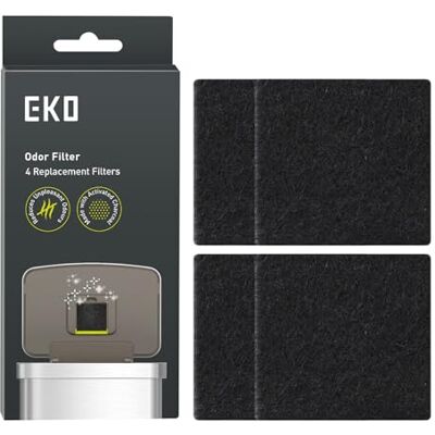 EKO Lot de 4 recharges de filtre à odeurs pour poubelle et poubelle à compost, désodorisant au charbon actif, absorbeur d'odeurs de charbon actif EKO Lot de 4 recharges de filtre à odeurs pour poubelle et poubelle à compost, désodorisant au charbon actif, absorbeur d'odeurs de charbon actif