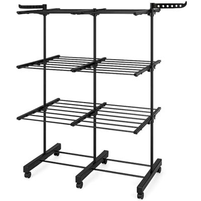 KITCHEN MOVE Séchoir à linge extensible étendoir multifonction 38M EXTRA PLUS BLACK avec 3 niveaux Noir KITCHEN MOVE Séchoir à linge extensible étendoir multifonction 38M EXTRA PLUS BLACK avec 3 niveaux Noir