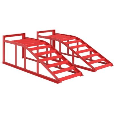 HOMCOM Lot de 2 Rampes d'Accès pour Voiture Antidérapantes en Acier Rouge Rampe de Levage Voiture, pour l'Entretien et la Réparation de Véhicules, pour Garage, Maison, Atelier HOMCOM Lot de 2 Rampes d'Accès pour Voiture Antidérapantes en Acier Rouge Rampe de Levage Voiture, pour l'Entretien et la Réparation de Véhicules, pour Garage, Maison, Atelier