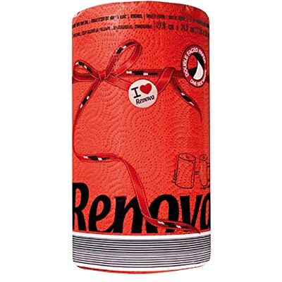 Renova Essuie-tout Black Label Rouge, 2 plis, coloré et technologie double face, 1 rouleau Renova Essuie-tout Black Label Rouge, 2 plis, coloré et technologie double face, 1 rouleau
