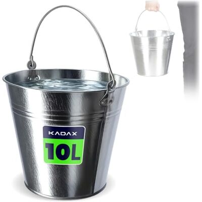 KADAX Seau robuste, en zinc, avec poignée ergonomique, avec base renforcé, avec parois solides, en tôle pour pierres, parterres et cendres, matériaux en vrac et charbon, 10 l KADAX Seau robuste, en zinc, avec poignée ergonomique, avec base renforcé, avec parois solides, en tôle pour pierres, parterres et cendres, matériaux en vrac et charbon, 10 l