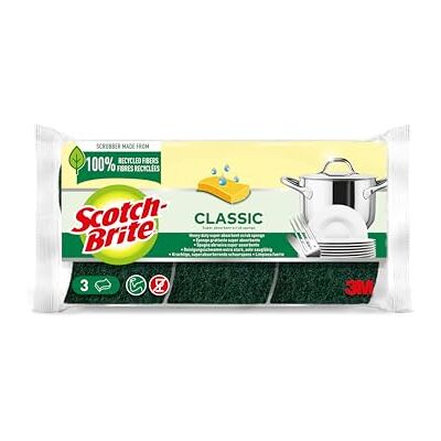 Scotch-Brite Classic Éponge à Récurer en Cellulose non Rayante 3 Pièces Tampon à Récurer Très Absorbant Indiqué pour les Tâches de Nettoyage Quotidiennes, Vert Classic Scotch-Brite Classic Éponge à Récurer en Cellulose non Rayante 3 Pièces Tampon à Récurer Très Absorbant Indiqué pour les Tâches de Nettoyage Quotidiennes, Vert Classic