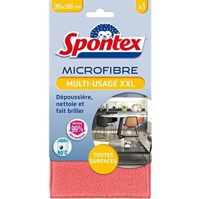 Spontex Microfibre Multi-Usage Pour toutes les Surfaces Elimine 99% des Bactéries Taille XXL Spontex Microfibre Multi-Usage Pour toutes les Surfaces Elimine 99% des Bactéries Taille XXL