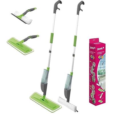 York Kit de nettoyage de sol et de vitres Balai serpillère 4 en 1 Fonction pulvérisateur Réservoir 500 ml Manche télescopique de 110 cm Balai vaporisateur Spray&Collect York Kit de nettoyage de sol et de vitres Balai serpillère 4 en 1 Fonction pulvérisateur Réservoir 500 ml Manche télescopique de 110 cm Balai vaporisateur Spray&Collect