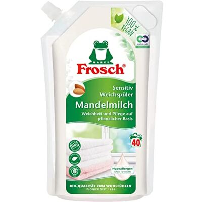 FROSCH Adoucissant au lait d'amande sensible, hypoallergénique, sans colorant, 40 lavages (1 x 1000 ml) FROSCH Adoucissant au lait d'amande sensible, hypoallergénique, sans colorant, 40 lavages (1 x 1000 ml)