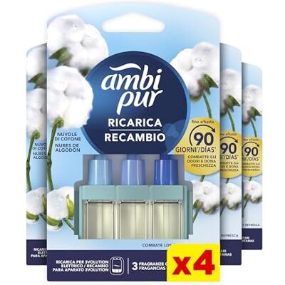 Febreze Ambi Pur 3Volution Recharges Diffuseur Parfum Maison Électrique Pureté de Coton (4x 20ml), Désodorisant Smart Programming avec 3 Parfums En Alternance, Élimination Des Odeurs Maison Febreze Ambi Pur 3Volution Recharges Diffuseur Parfum Maison Électrique Pureté de Coton (4x 20ml), Désodorisant Smart Programming avec 3 Parfums En Alternance, Élimination Des Odeurs Maison