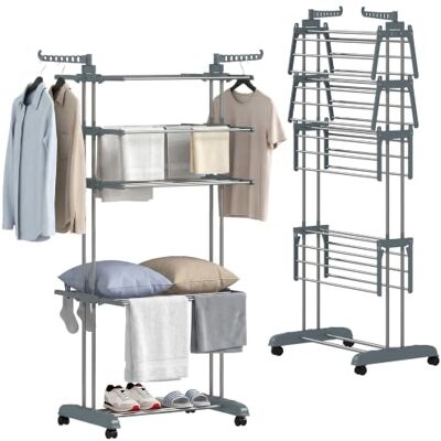 HOMCOM Séchoir à linge pliable 5 niveaux Roulettes 73 x 64 x 172 cm Gris Étendoir Linge Intérieur, Ailes Latérales, Cadre en Acier, pour Intérieur et Extérieur HOMCOM Séchoir à linge pliable 5 niveaux Roulettes 73 x 64 x 172 cm Gris Étendoir Linge Intérieur, Ailes Latérales, Cadre en Acier, pour Intérieur et Extérieur