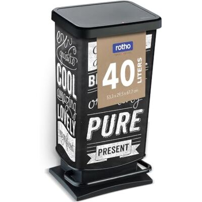 Rotho Paso Poubelle 40l avec pédale et couvercle, Plastique (PP) sans BPA, hipster, 40l (35,3 x 29,5 x 67,6 cm) Rotho Paso Poubelle 40l avec pédale et couvercle, Plastique (PP) sans BPA, hipster, 40l (35,3 x 29,5 x 67,6 cm)