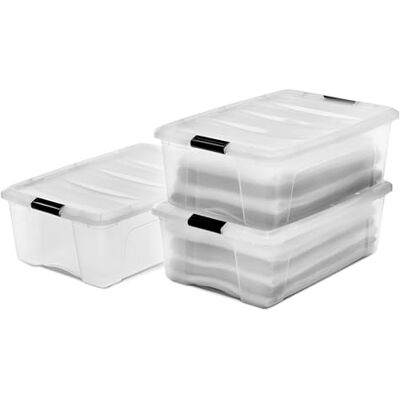 Iris Ohyama , Boite rangement plastique, Boite de rangement bureau de 30L, Lot de 3, DDNTB-30, Transparent L58 x P39.5 x H21 cm Iris Ohyama , Boite rangement plastique, Boite de rangement bureau de 30L, Lot de 3, DDNTB-30, Transparent L58 x P39.5 x H21 cm