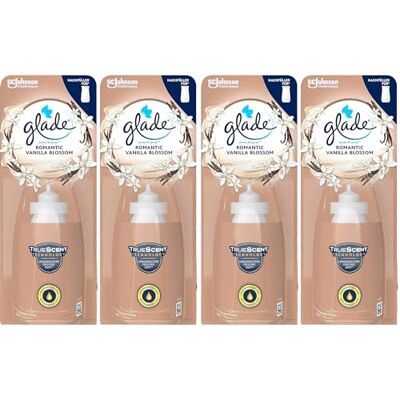 Glade Sense and Spray Lot de 4 recharges 18 ml – Fleur de vanille romantique Glade Sense and Spray Lot de 4 recharges 18 ml – Fleur de vanille romantique