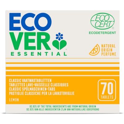 Ecover Essential Tablettes Lave-Vaisselle, Nettoyant à Base de Plantes pour Lave-Vaisselle, Parfum Citron, 70 Tablettes Ecover Essential Tablettes Lave-Vaisselle, Nettoyant à Base de Plantes pour Lave-Vaisselle, Parfum Citron, 70 Tablettes