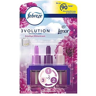 Febreze 3Volution Flacon de recharge Lenor Amethyste Blossom Dream 20ml 3 parfums alternés lutte contre les odeurs Febreze 3Volution Flacon de recharge Lenor Amethyste Blossom Dream 20ml 3 parfums alternés lutte contre les odeurs