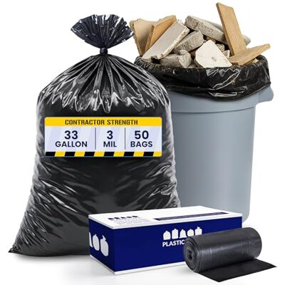 Plasticplace Sacs pour entrepreneurs noirs, 33 x 39, 33 gallons, 3,0 mil, 50/caisse Plasticplace Sacs pour entrepreneurs noirs, 33 x 39, 33 gallons, 3,0 mil, 50/caisse
