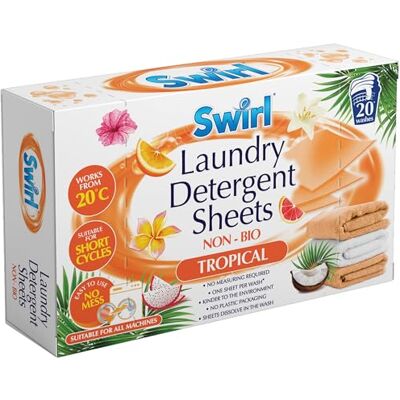 Swirl Lot de 20 feuilles de détergent à lessive non bio tropicales Swirl Lot de 20 feuilles de détergent à lessive non bio tropicales