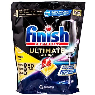 Finish Citron 50 tablettes lave-vaisselle Ultimate Powerball Quantum All in 1 Clean & Shine Finish Citron 50 tablettes lave-vaisselle Ultimate Powerball Quantum All in 1 Clean & Shine