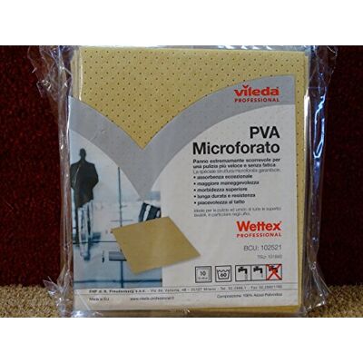 Vileda Professional Vileda Wettex Lot de 10 chiffons professionnels PVA micro-perforés pour nettoyage humide, 100% alcool polyvinylique, haute absorption, séchage rapide, pour surfaces lavables Vileda Professional Vileda Wettex Lot de 10 chiffons professionnels PVA micro-perforés pour nettoyage humide, 100% alcool polyvinylique, haute absorption, séchage rapide, pour surfaces lavables