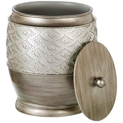Creative Dublin Poubelle de salle de bain avec couvercle – Petite poubelle décorative en résine pour couches/papier (argent brossé) Creative Dublin Poubelle de salle de bain avec couvercle – Petite poubelle décorative en résine pour couches/papier (argent brossé)