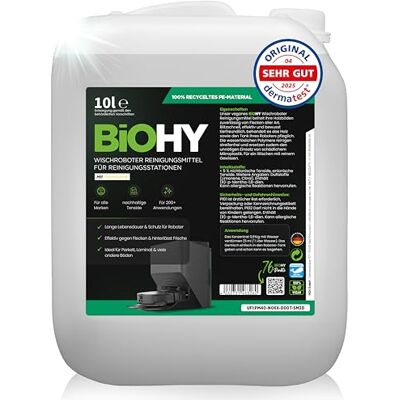 BIOHY Nettoyant pour robots aspirateurs (bidon de 10 litres), spécialement conçu pour les stations de nettoyage, prolonge la durée de vie de la station d'aspiration BIOHY Nettoyant pour robots aspirateurs (bidon de 10 litres), spécialement conçu pour les stations de nettoyage, prolonge la durée de vie de la station d'aspiration