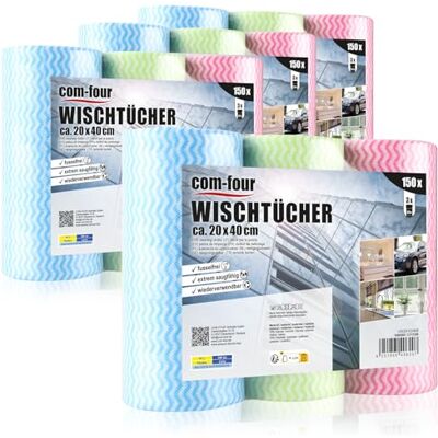 com-four ® 600x chiffons de nettoyage en rouleau, chiffons de nettoyage salle de bain et ménage chiffons multi-usages en 3 couleurs lingettes com-four ® 600x chiffons de nettoyage en rouleau, chiffons de nettoyage salle de bain et ménage chiffons multi-usages en 3 couleurs lingettes