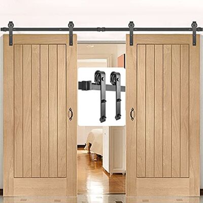 VEVOR Kit Quincaillerie Porte Double 366 cm Quincaillerie Porte Suspendue 150 kg Rail Porte Coulissante Acier Carbone 4 Cintres 6x4x30 cm Épaisseur Porte 35-45 mm pour Portes 183 cm Chambre Garages VEVOR Kit Quincaillerie Porte Double 366 cm Quincaillerie Porte Suspendue 150 kg Rail Porte Coulissante Acier Carbone 4 Cintres 6x4x30 cm Épaisseur Porte 35-45 mm pour Portes 183 cm Chambre Garages