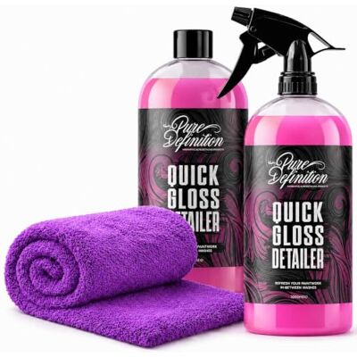 Pure Spray Quick Detailer, lubrifiant et cire pour voiture, finition brillante rapide, idéal pour l'entretien et le nettoyage de la salle d'exposition – (2 x 1000 ml + serviette) Pure Spray Quick Detailer, lubrifiant et cire pour voiture, finition brillante rapide, idéal pour l'entretien et le nettoyage de la salle d'exposition – (2 x 1000 ml + serviette)