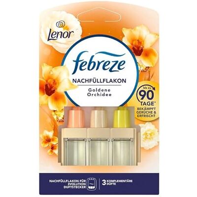 Febreze 3Volution Lenor Recharge de désodorisant Orchidée dorée 7 x 20 ml 3 parfums interchangeables pour lutter contre les odeurs Febreze 3Volution Lenor Recharge de désodorisant Orchidée dorée 7 x 20 ml 3 parfums interchangeables pour lutter contre les odeurs