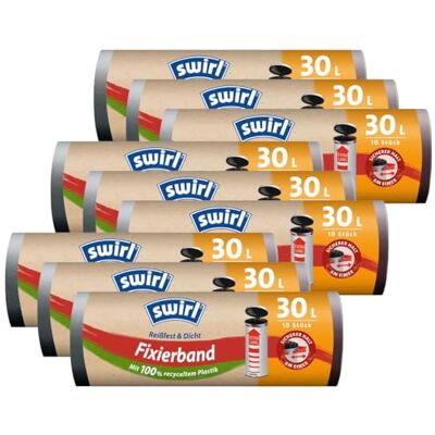 Swirl Lot de 9 Sacs Poubelle Extra Longs de 30 L Avec Bande de Fixation (9 x 10 Sacs) Swirl Lot de 9 Sacs Poubelle Extra Longs de 30 L Avec Bande de Fixation (9 x 10 Sacs)