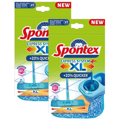Spontex Lot de 2 Recharges Express System+ XL Serpillière Microfibre XL pour Kit Balai Plat Bleu Spontex Lot de 2 Recharges Express System+ XL Serpillière Microfibre XL pour Kit Balai Plat Bleu