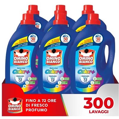 Omino Bianco Lessive Laveuse Liquide Color+, 300 Lavages, Spécifique pour les Vêtements Colorés, Technologie Sauve les Couleurs et Capture le Grisur, 2000 ml x 6 Packs Omino Bianco Lessive Laveuse Liquide Color+, 300 Lavages, Spécifique pour les Vêtements Colorés, Technologie Sauve les Couleurs et Capture le Grisur, 2000 ml x 6 Packs