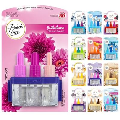 Fresh Line ® Lot de 6 recharges de parfum (3 x 7 ml) Changement en 3 phases Comp. à 3VOLUTION Désodorisant 6 parfums : baies sauvages, jasmin, citron vert, frais d'avril, orchidée dorée Fresh Line ® Lot de 6 recharges de parfum (3 x 7 ml) Changement en 3 phases Comp. à 3VOLUTION Désodorisant 6 parfums : baies sauvages, jasmin, citron vert, frais d'avril, orchidée dorée