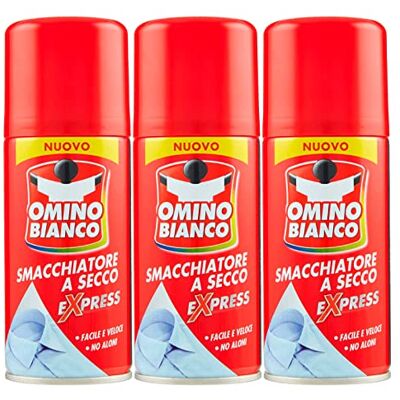 Omino Bianco Produit spécifique pour enlever les taches intenses, Détachant Spray à sec Expess, Action immédiate sans halos, 3 flacons x 125 ml Omino Bianco Produit spécifique pour enlever les taches intenses, Détachant Spray à sec Expess, Action immédiate sans halos, 3 flacons x 125 ml