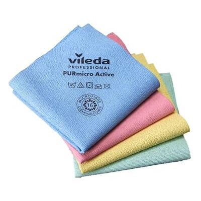 Vileda Professional PURmicro Colors, tissu en microfibre professionnel polyvalent, excellents résultats sans traces, lot de 4 pièces, bleu, rouge, jaune, vert, 38 x 35 cm Vileda Professional PURmicro Colors, tissu en microfibre professionnel polyvalent, excellents résultats sans traces, lot de 4 pièces, bleu, rouge, jaune, vert, 38 x 35 cm