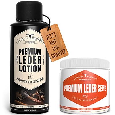 URBAN FOREST Savon pour cuir + lotion pour cuir Entretien du cuir et nettoyage du cuir, savon de selle, nettoyant pour rembourrage et nettoyant pour voiture URBAN FOREST Savon pour cuir + lotion pour cuir Entretien du cuir et nettoyage du cuir, savon de selle, nettoyant pour rembourrage et nettoyant pour voiture