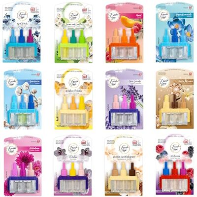 Fresh Line ® Lot de 6 recharges de désodorisant (3 x 7 ml) – 3 phases de changement – Compatible avec 3VOLUTION – Désodorisant – 6 parfums : baies sauvages, jasmin, citron vert, frais d'avril, orchidée Fresh Line ® Lot de 6 recharges de désodorisant (3 x 7 ml) – 3 phases de changement – Compatible avec 3VOLUTION – Désodorisant – 6 parfums : baies sauvages, jasmin, citron vert, frais d'avril, orchidée