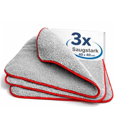 com-four ® 3 chiffons microfibres 40x40 cm, linges absorbants 85% tissus sans peluches pour entretien auto polissage et nettoyage com-four ® 3 chiffons microfibres 40x40 cm, linges absorbants 85% tissus sans peluches pour entretien auto polissage et nettoyage